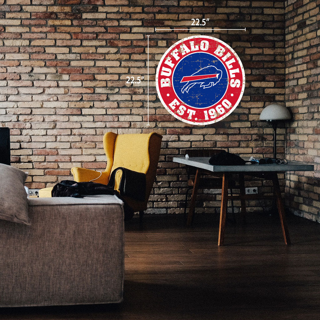 Buffalo Bills Sign - 22" Round Distressed - Image 2