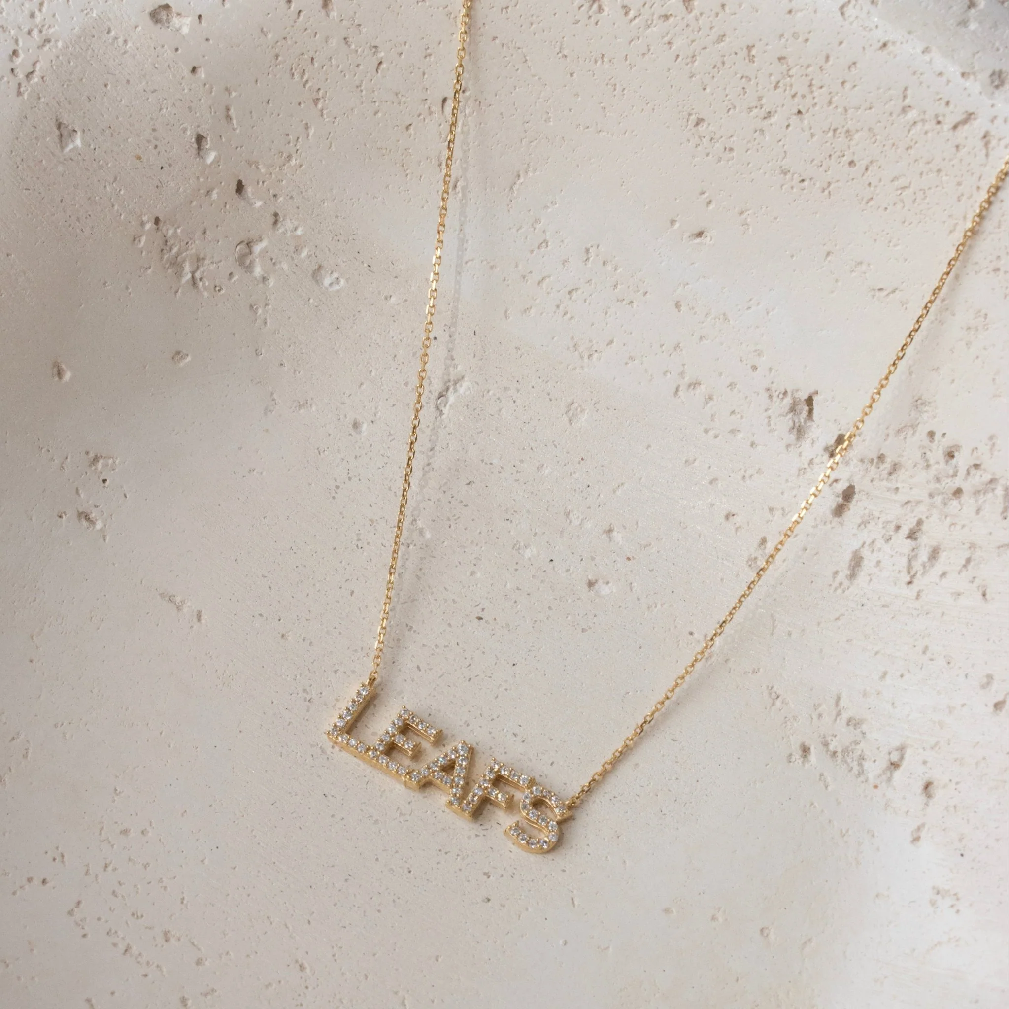 Maple Leaf Pave Necklace - GOLD - Image 2