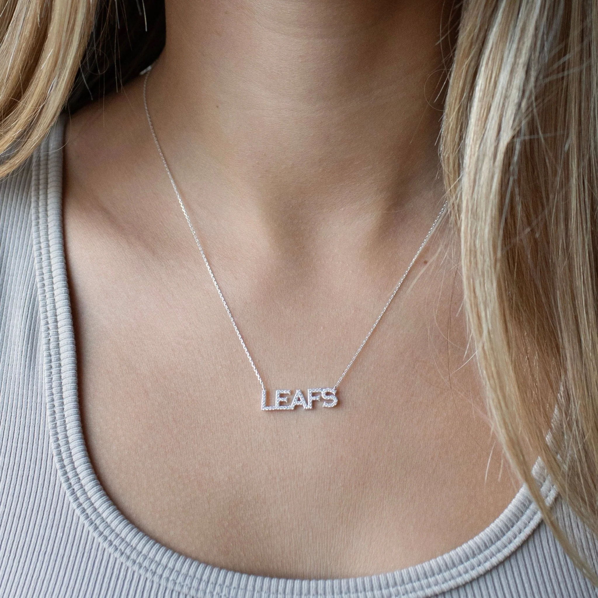 Maple Leaf Pave Necklace - SILVER - Image 3